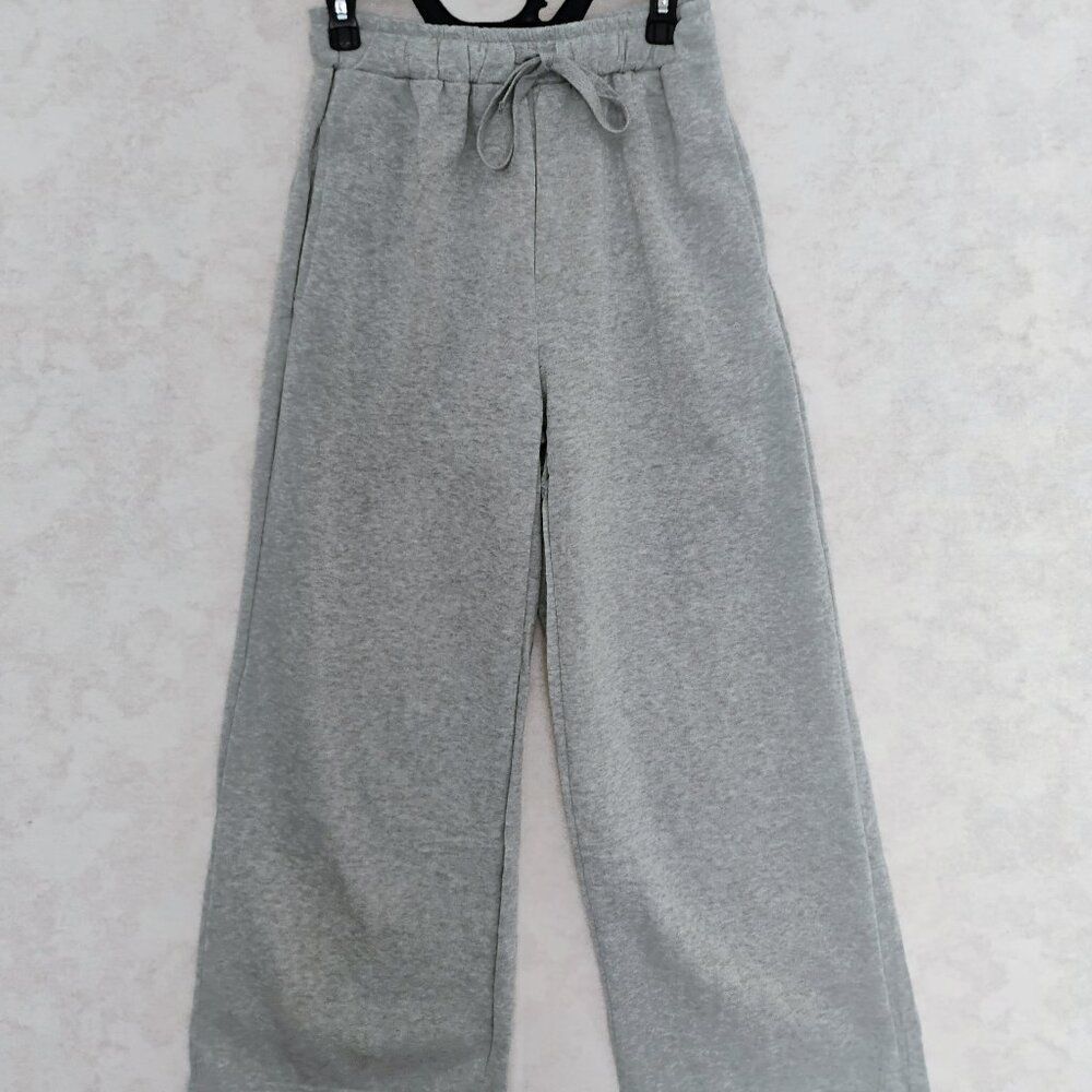 Unbranded Heather Gray Wide Leg Sweatpants Medium Fleece Medium